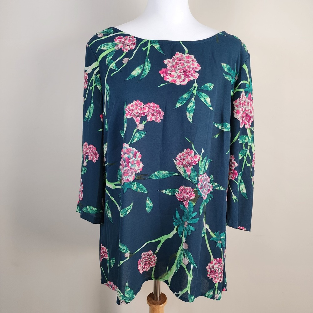 Anthropologie HD Blouse Womens 12 Elegant Feminine Flowy Floral Top Office Work